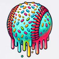 Ice Cream Drip Baseball Stuff Baseball Drip Garment-Dyed Sweatshirt