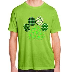 Irish Cute Dog Paw Clovers St Patricks Day Lucky Shamrock Adult ChromaSoft Performance T-Shirt