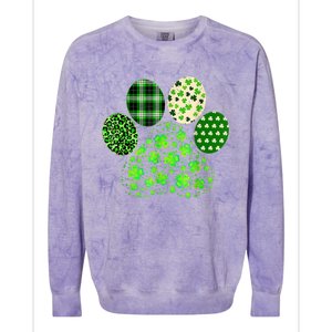 Irish Cute Dog Paw Clovers St Patricks Day Lucky Shamrock Colorblast Crewneck Sweatshirt