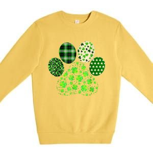 Irish Cute Dog Paw Clovers St Patricks Day Lucky Shamrock Premium Crewneck Sweatshirt