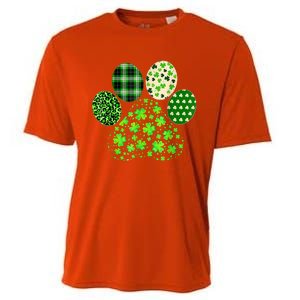 Irish Cute Dog Paw Clovers St Patricks Day Lucky Shamrock Cooling Performance Crew T-Shirt