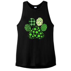 Irish Cute Dog Paw Clovers St Patricks Day Lucky Shamrock Ladies PosiCharge Tri-Blend Wicking Tank