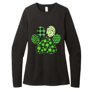 Irish Cute Dog Paw Clovers St Patricks Day Lucky Shamrock Womens CVC Long Sleeve Shirt