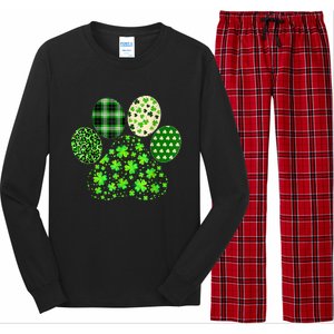 Irish Cute Dog Paw Clovers St Patricks Day Lucky Shamrock Long Sleeve Pajama Set