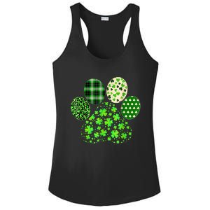 Irish Cute Dog Paw Clovers St Patricks Day Lucky Shamrock Ladies PosiCharge Competitor Racerback Tank