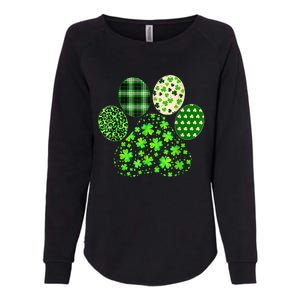 Irish Cute Dog Paw Clovers St Patricks Day Lucky Shamrock Womens California Wash Sweatshirt