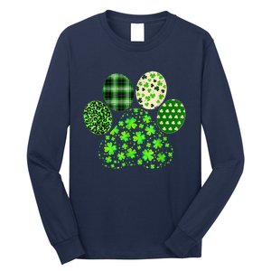 Irish Cute Dog Paw Clovers St Patricks Day Lucky Shamrock Long Sleeve Shirt