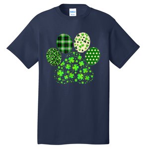 Irish Cute Dog Paw Clovers St Patricks Day Lucky Shamrock Tall T-Shirt