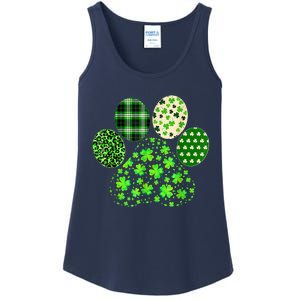 Irish Cute Dog Paw Clovers St Patricks Day Lucky Shamrock Ladies Essential Tank