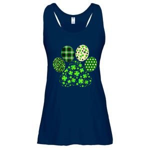 Irish Cute Dog Paw Clovers St Patricks Day Lucky Shamrock Ladies Essential Flowy Tank