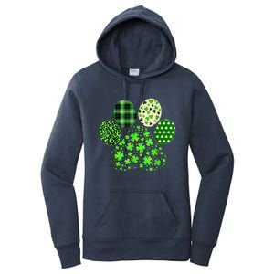 Irish Cute Dog Paw Clovers St Patricks Day Lucky Shamrock Women's Pullover Hoodie