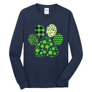 Irish Cute Dog Paw Clovers St Patricks Day Lucky Shamrock Tall Long Sleeve T-Shirt