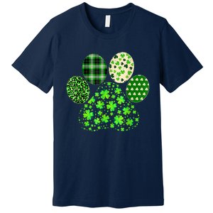 Irish Cute Dog Paw Clovers St Patricks Day Lucky Shamrock Premium T-Shirt