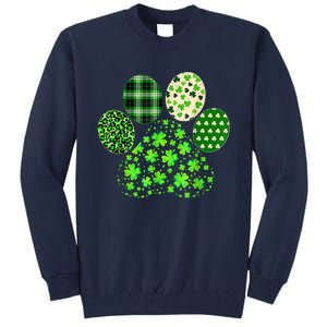 Irish Cute Dog Paw Clovers St Patricks Day Lucky Shamrock Tall Sweatshirt