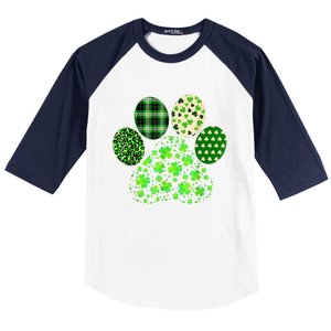 Irish Cute Dog Paw Clovers St Patricks Day Lucky Shamrock Baseball Sleeve Shirt