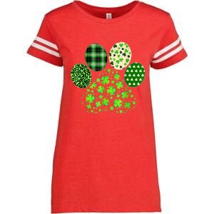 Irish Cute Dog Paw Clovers St Patricks Day Lucky Shamrock Enza Ladies Jersey Football T-Shirt