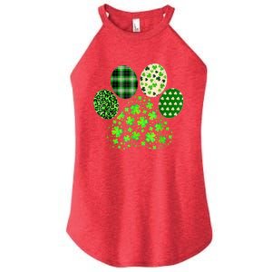 Irish Cute Dog Paw Clovers St Patricks Day Lucky Shamrock Women's Perfect Tri Rocker Tank