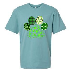 Irish Cute Dog Paw Clovers St Patricks Day Lucky Shamrock Sueded Cloud Jersey T-Shirt