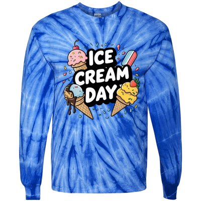 Ice Cream Day 2024 Ice Cream Ice Cream Gift Tie-Dye Long Sleeve Shirt