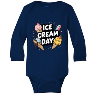 Ice Cream Day 2024 Ice Cream Ice Cream Gift Baby Long Sleeve Bodysuit