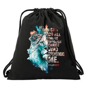 I Can Do All Things Through Christ Lion Faith Christian Drawstring Bag