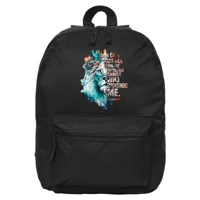 I Can Do All Things Through Christ Lion Faith Christian 16 in Basic Backpack