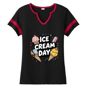 Ice Cream Day 2024 Ice Cream Ice Cream Cute Gift Ladies Halftime Notch Neck Tee