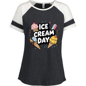 Ice Cream Day 2024 Ice Cream Ice Cream Cute Gift Enza Ladies Jersey Colorblock Tee