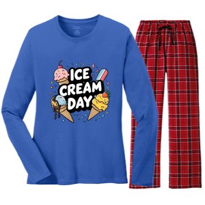 Ice Cream Day 2024 Ice Cream Ice Cream Cute Gift Women's Long Sleeve Flannel Pajama Set 