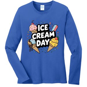 Ice Cream Day 2024 Ice Cream Ice Cream Cute Gift Ladies Long Sleeve Shirt