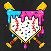 Ice Cream Drip Baseball Bat Home Plate Cool 7 Panel Mesh Trucker Snapback Hat