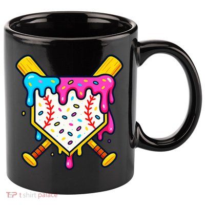 Ice Cream Drip Baseball Bat Home Plate Cool 11oz C Handle Ceramic Mug
