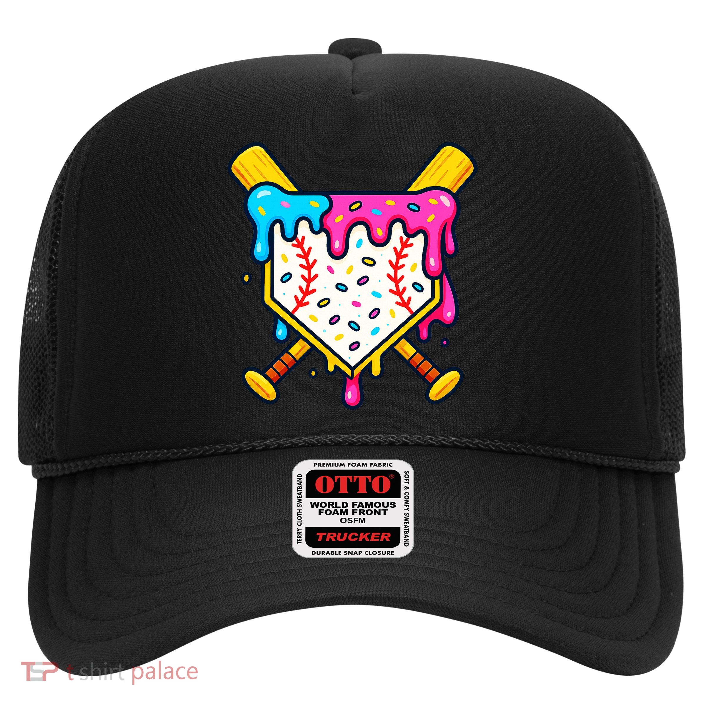 Ice Cream Drip Baseball Bat Home Plate Cool Trucker Hat