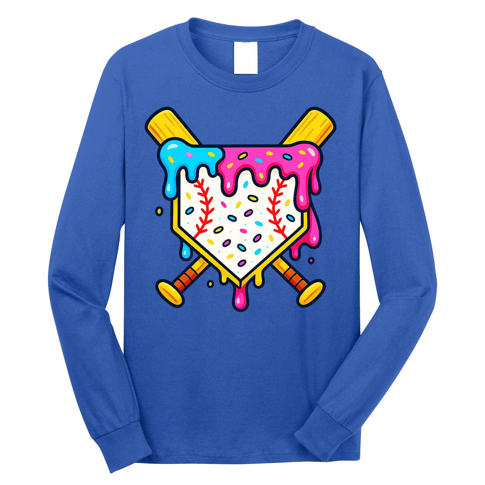 Ice Cream Drip Baseball Bat Home Plate Cool Long Sleeve Shirt