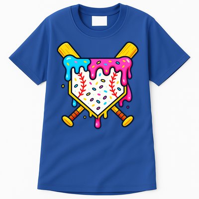 Ice Cream Drip Baseball Bat Home Plate Cool Tall T-Shirt
