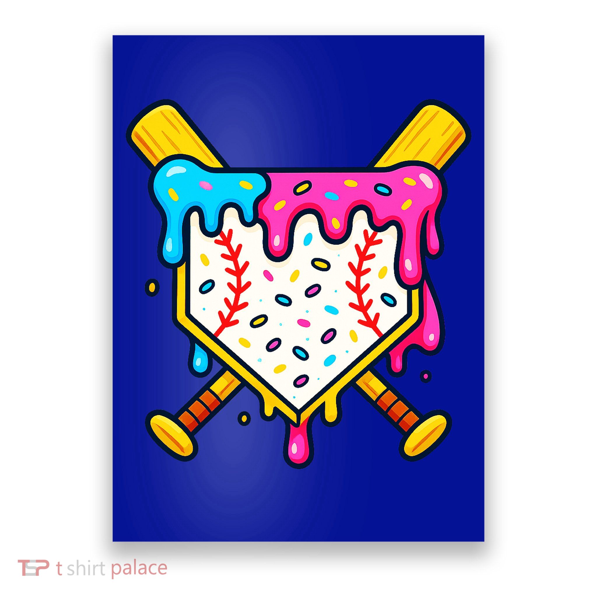Ice Cream Drip Baseball Bat Home Plate Cool Poster