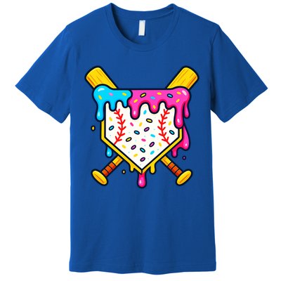 Ice Cream Drip Baseball Bat Home Plate Cool Premium T-Shirt