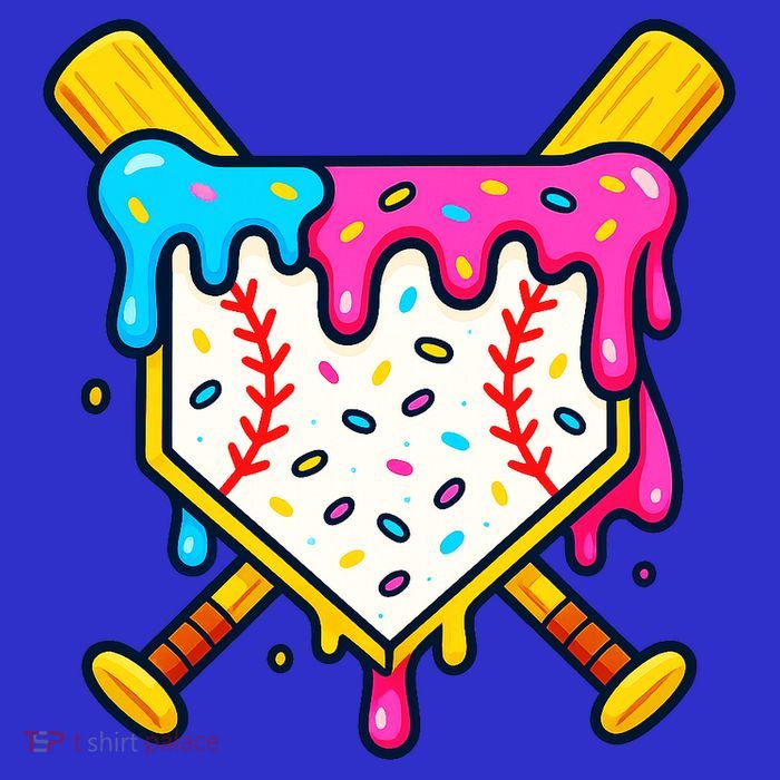 Ice Cream Drip Baseball Bat Home Plate Cool Kids T-Shirt