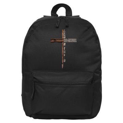 I Can Do All Things Through Christ Who Strengthens Me Cross 16 in Basic Backpack