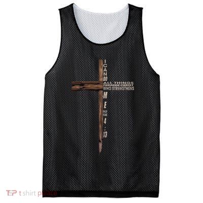 I Can Do All Things Through Christ Who Strengthens Me Cross Mesh Reversible Basketball Jersey Tank