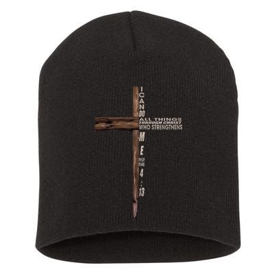 I Can Do All Things Through Christ Who Strengthens Me Cross Short Acrylic Beanie