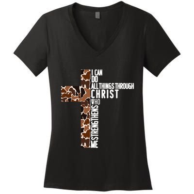 I Can Do All Things Through Christ Who Strengthens Me Women's V-Neck T-Shirt