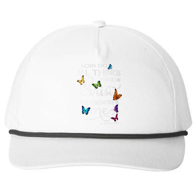 I Can Do All Things Through Christ Butterfly Art Religious Snapback Five-Panel Rope Hat