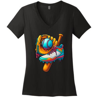 Ice Cream Shoes Drip Baseball Stuff Women's V-Neck T-Shirt