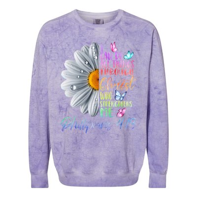 I Can Do All Things Through Christ Religious Butterfly Art Colorblast Crewneck Sweatshirt