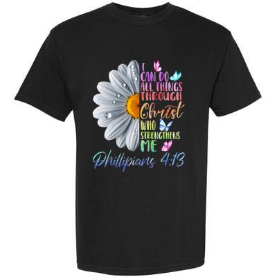 I Can Do All Things Through Christ Religious Butterfly Art Garment-Dyed Heavyweight T-Shirt