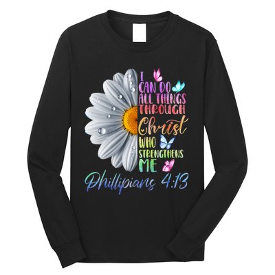 I Can Do All Things Through Christ Religious Butterfly Art Long Sleeve Shirt