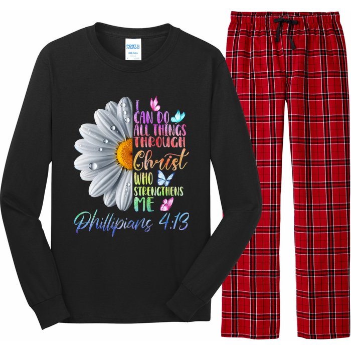 I Can Do All Things Through Christ Religious Butterfly Art Long Sleeve Pajama Set