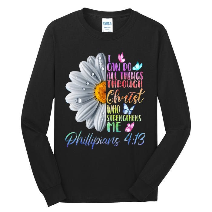 I Can Do All Things Through Christ Religious Butterfly Art Tall Long Sleeve T-Shirt