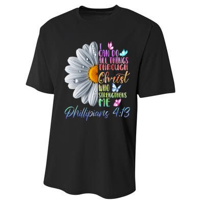 I Can Do All Things Through Christ Religious Butterfly Art Performance Sprint T-Shirt